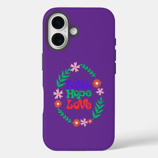 Faith Hope Love iPhone 16 hoesje (Achterkant)