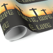 Faith, Hope & Love Jesus Christus Cross Cadeaupapier (Rol Hoek)