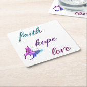 Faith Hope Love Kartonnen Onderzetters (Schuin)