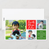 Faith Hope Love Kleurblokken Kerstmis 3-Pic Feestdagenkaart (Voorkant / Achterkant)