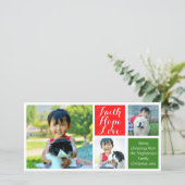 Faith Hope Love Kleurblokken Kerstmis 3-Pic Feestdagenkaart (Staand voorkant)