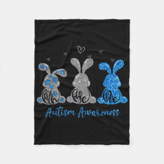 Faith Hope Love Leopard Easter Bunny Autism Awaren Fleece Deken