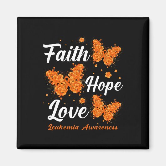 Faith Hope Love Leukemia Awareness Butterfly Magneet (Voorkant)