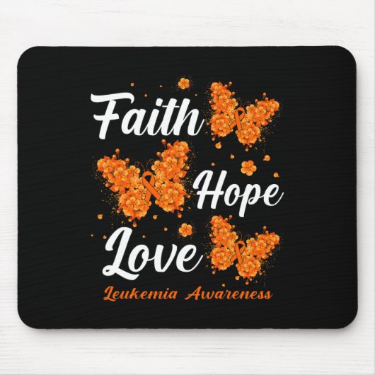 Faith Hope Love Leukemia Awareness Butterfly Muismat (Voorkant)