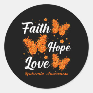 Faith Hope Love Leukemia Awareness Butterfly Ronde Sticker