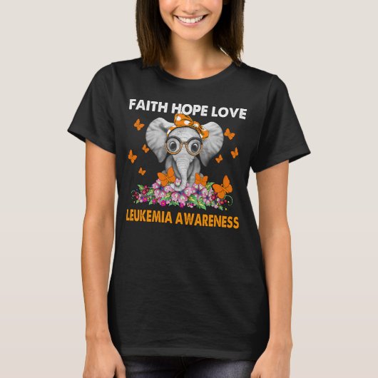 Faith Hope Love Leukemia Awareness Elephant Butter T-shirt (Voorkant)