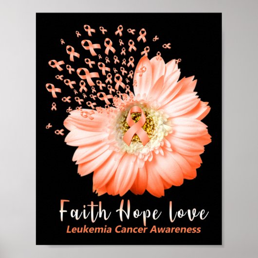 Faith Hope Love Leukemia Awareness Oranje Ribbon D Poster (Voorkant)