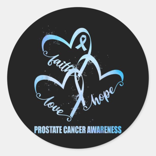 Faith Hope Love Light Blue Ribbon Prostate Cancer Ronde Sticker (Voorkant)