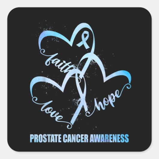 Faith Hope Love Light Blue Ribbon Prostate Cancer Vierkante Sticker (Voorkant)