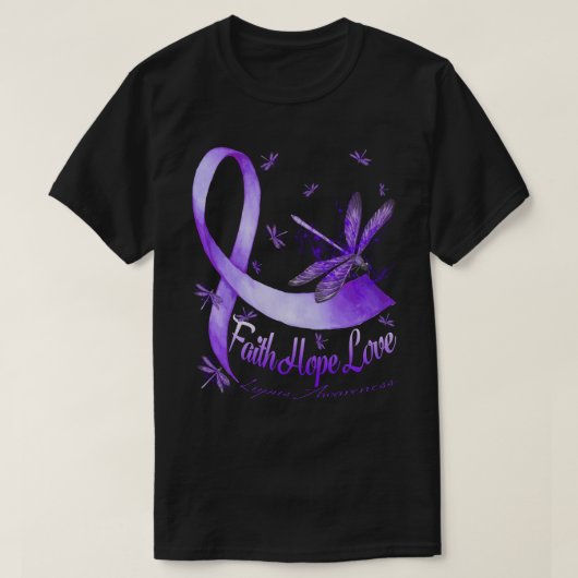 Faith Hope Love Lupus Awareness Dragonfly T-shirt (Design voorkant)