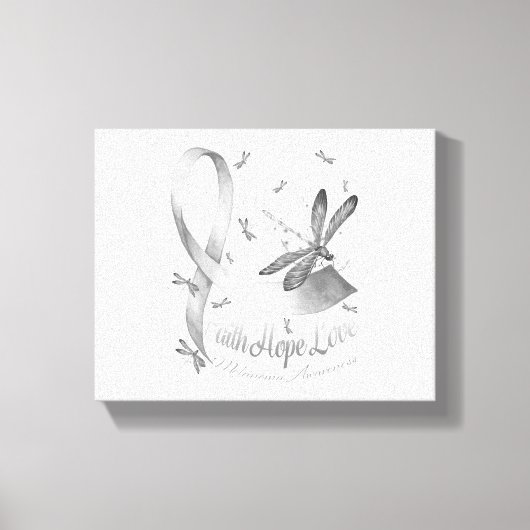Faith Hope Love Melanoma Awareness Dragonfly Canvas Afdruk (Voorkant)