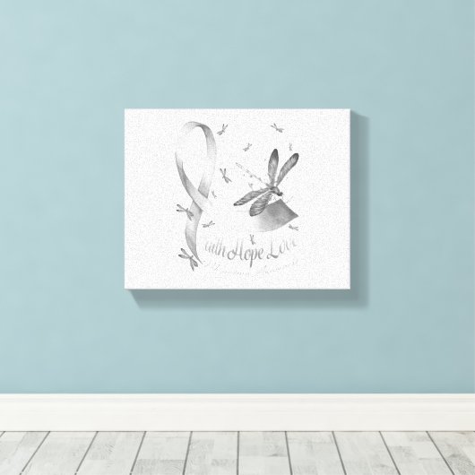 Faith Hope Love Melanoma Awareness Dragonfly Canvas Afdruk (Insitu (Houten vloer))