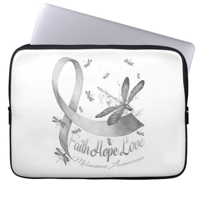 Faith Hope Love Melanoma Awareness Dragonfly Laptop Sleeve (Voorkant)