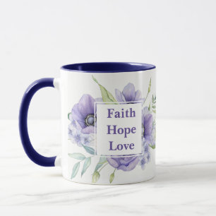 Faith Hope Love met waterverf bloemen Monogram Mok