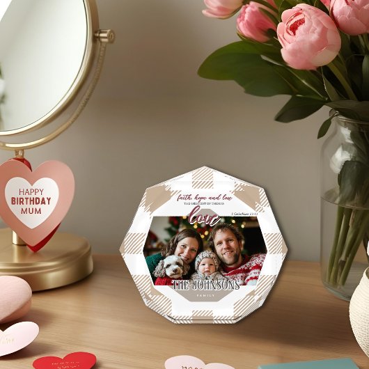 Faith Hope Love Modern Beige Family Fotoblokken