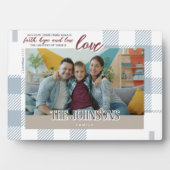 Faith Hope Love Modern Blue Family Photo Scripture Fotoplaat (voorkant)