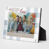 Faith Hope Love Modern Blue Family Photo Scripture Fotoplaat (Zijkant)