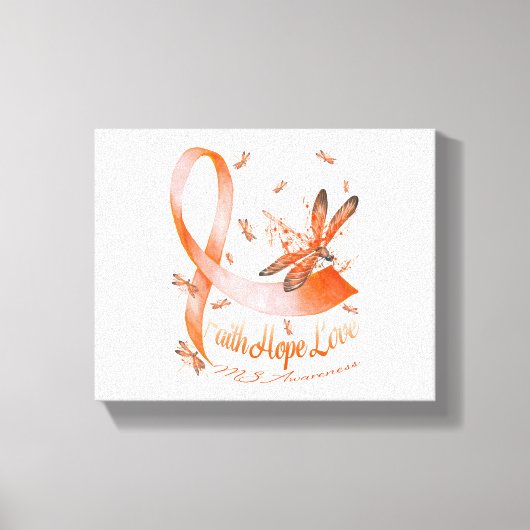 Faith Hope Love MS Awareness Dragonfly Canvas Afdruk (Voorkant)