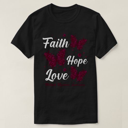 Faith Hope Love Multiple Myeloma Awareness Butterf T-shirt (Design voorkant)