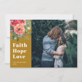 Faith Hope Love | Mustard Brown Kerstfoto Feestdagenkaart (Voorkant)
