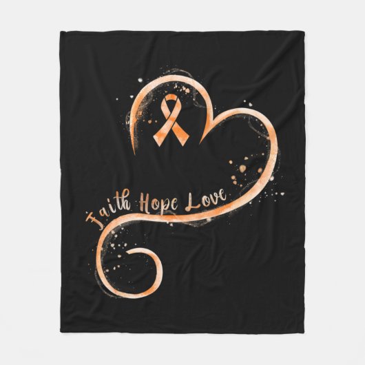 Faith Hope Love Orange Ribbon Leukemia Awareness  Fleece Deken (Voorkant)