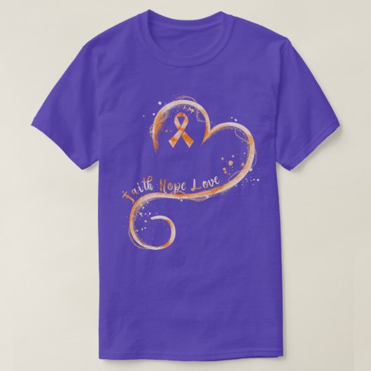 Faith Hope Love Oranje Ribbon Leukemia Awareness L T-shirt (Design voorkant)