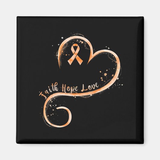 Faith Hope Love Oranje Ribbon Leukemia Awareness Magneet (Voorkant)