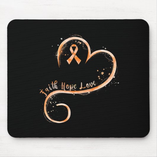 Faith Hope Love Oranje Ribbon Leukemia Awareness Muismat (Voorkant)
