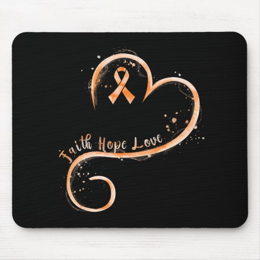 Faith Hope Love Oranje Ribbon Leukemia Awareness Muismat (Voorkant)