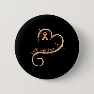 Faith Hope Love Oranje Ribbon Leukemia Awareness Ronde Button 5,7 Cm