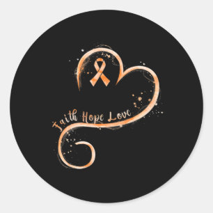 Faith Hope Love Oranje Ribbon Leukemia Awareness Ronde Sticker