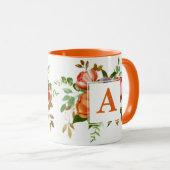 Faith Hope Love oranje waterverf bloemen Monogram Mok (Voorkant rechts)