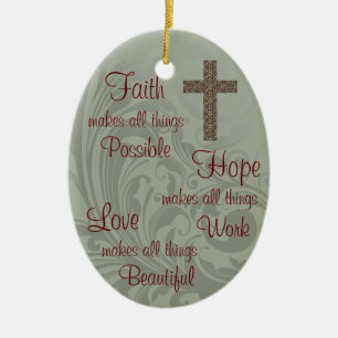 Faith Hope & Love Oval Ornament