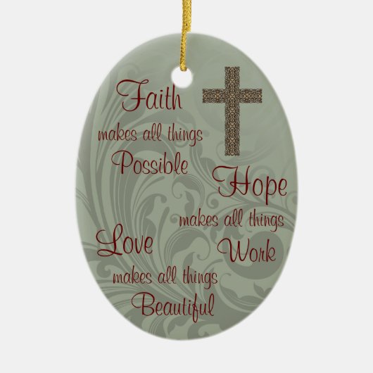 Faith Hope & Love Oval Ornament (Voorkant)