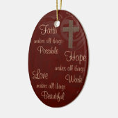 Faith Hope & Love Oval Ornament Burgundy (Links)