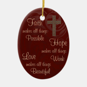 Faith Hope & Love Oval Ornament Burgundy