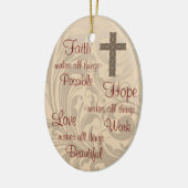 Faith Hope & Love Oval Ornament Ivory (Links)
