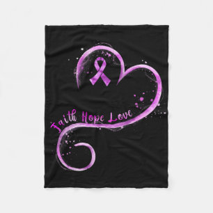Faith Hope Love Paars Ribbon Overdosis Bewustheid Fleece Deken
