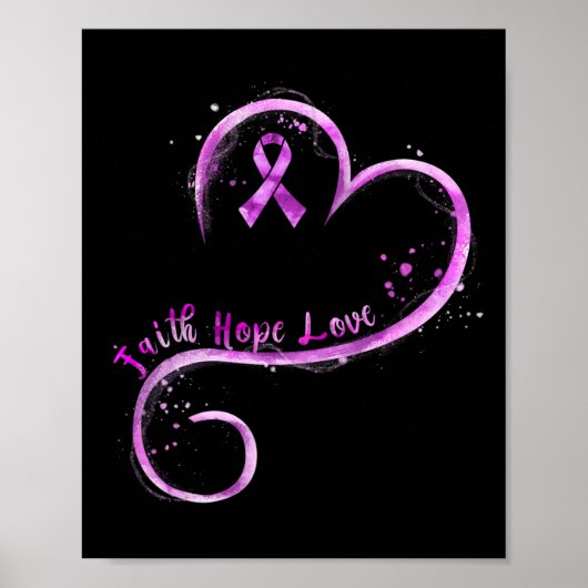 Faith Hope Love Paars Ribbon Overdosis Bewustheid Poster (Voorkant)