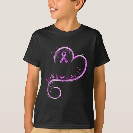 Faith Hope Love Paars Ribbon Overdosis Bewustheid T-shirt (Voorkant)