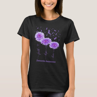 Faith Hope Love Paarse Bloemenlint Dementie Awar T-shirt