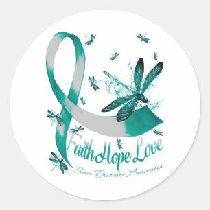 Faith Hope Love Panic Disorder Awareness Dragonfly Ronde Sticker
