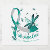 Faith Hope Love Panic Disorder Awareness Dragonfly Sparkling Wijnetiket (Enkel label)
