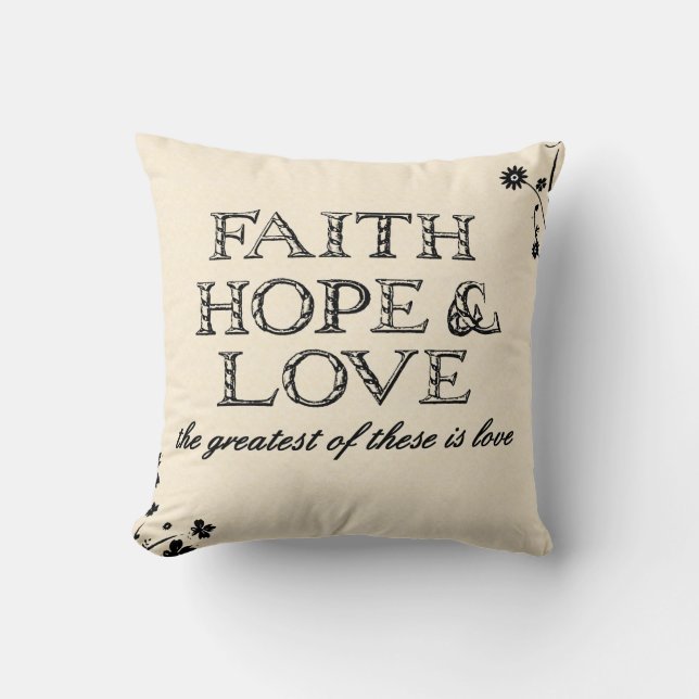 Faith, Hope & Love Parchment Kussen (Voorkant)