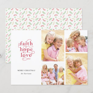 Faith Hope Love Photo Collage Family Kerstmis Feestdagenkaart