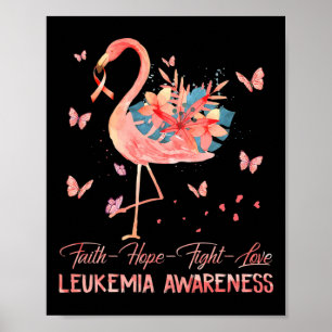 Faith Hope Love Pink Flamingo Breast Leukemie Awar Poster
