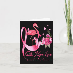 Faith Hope Love Pink Flamingo Ribbon Breast Cancer Kaart