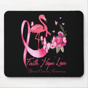 Faith Hope Love Pink Flamingo Ribbon Breast Cancer Muismat