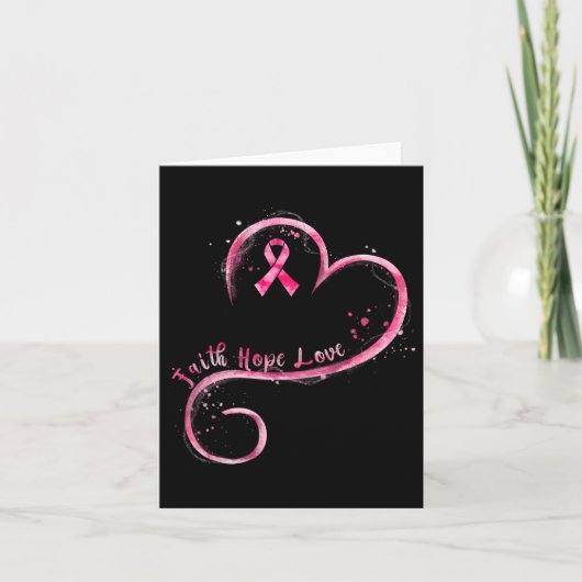 Faith Hope Love Pink Ribbon Breast Cancer Awarenes Kaart (Voorkant)