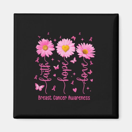Faith Hope Love Pink Ribbon Breast Cancer Awarenes Magneet (Voorkant)